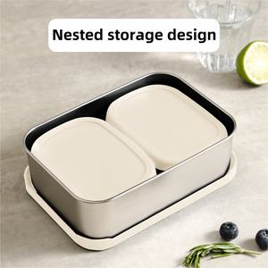 Contenedor Cuadrado de Acero Inoxidable para Alimentos con Tapa de Silicona, Lonchera Infantil Mediana de 720 ml, Caja de Almacenamiento para Frutas y Snacks - Product Image 3