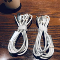 Câble de charge rapide en nylon tressé en cuivre pur SHENZHEN City Large Store 1,2 mm blanc 3-en-1 USB Type C/Micro/iOS pour imprimante et appareil photo