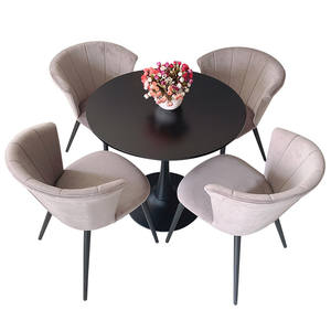 Mesa de <span class=keywords><strong>tulip</strong></span>án blanco nórdico, silla de comedor de tela tapizada moderna elegante, patas de Metal, silla de recepción de ocio negra para comedor en casa - Product Image 6