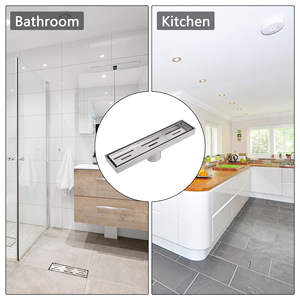 ניקוז רצפתי ליניארי צר מוברש בגודל 12 אינץ' של CUPC עם משטח מקלחת משולב, כולל מגש לניקוז וסוגריים שונים. - Product Image 6