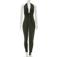 Combinaison moulante asymétrique sexy à col halter et dos nu pour femme – Idéale pour l'été