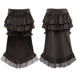 Vestido Largo <span class=keywords><strong>de</strong></span> <span class=keywords><strong>Mujer</strong></span> para Cosplay, Estilo Gótico Oscuro Steampunk, Color Sólido, para Actuaciones y Baile - Product Image 1