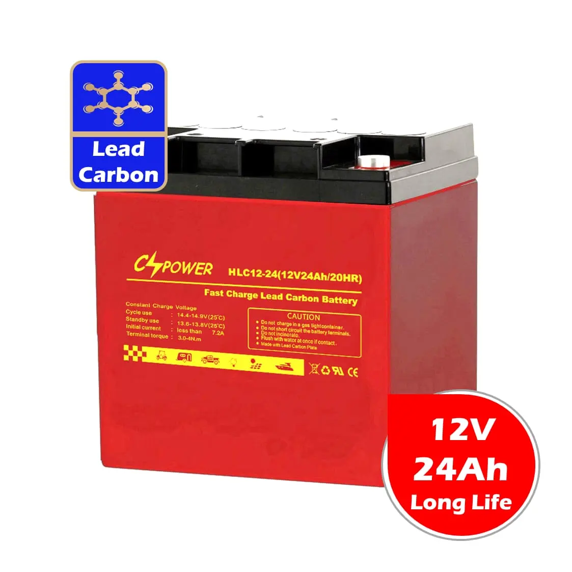 CSPower 12V 24Ah Longa vida Chumbo Carbono Bateria-Ferramentas Elétricas, UPS China fornecimento VS: FULLRIVER HLC12-24 ZYL