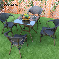 Meubles de balcon empilables toutes saisons, coussin de rotin en aluminium, Patio simple extérieur, chaise de salle à manger de jardin, chaises de bistrot