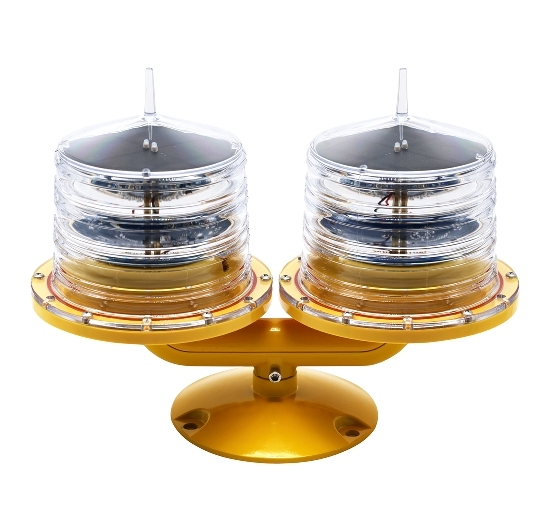 ICAO Solar LED Dual Head   Aviation Beacon Aircraft Warning Light for Wind Turbines