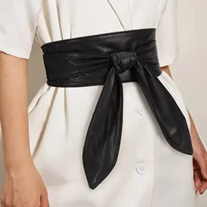 נשים עור מפוצל אובי חגורת אופנה לעטוף סביב רחב חגורת מסוקס חגורת עבור שמלת עצמי עניבת Bowknot החגורה