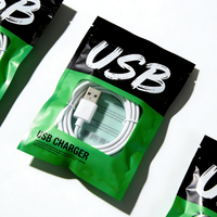 Sacs en plastique refermables personnalisés pour câbles USB avec trou de suspension, fermeture à trois côtés, fermeture éclair, pour téléphone et câble de données, accessoires numériques, rangement