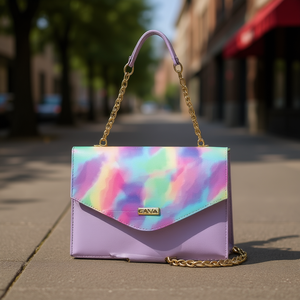 Bolso bandolera Fana Rainbow para mujer, nailon, poliéster, correa de cadena, asa única, cremallera, estilo vintage, impermeable, 7 pulgadas - Product Image 2