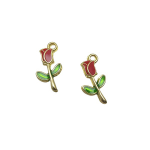 Enfants classique or alliage de Zinc doux en herbe Rose pendentif breloques multicolore style campagnard goutte huile plaqué or bijoux - Product Image 5