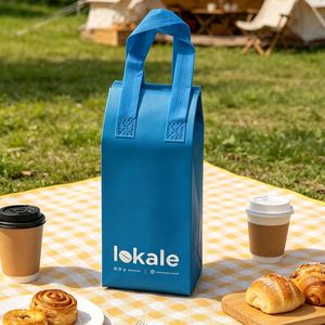Sacs isothermes portables personnalisés avec logo imprimé, sacs non tissés isolés, sacs isothermes imperméables pour boissons à emporter pour restaurant - Product Image 1