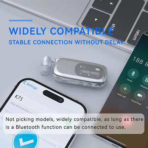 K75 Lavalier kinh doanh Tai nghe không dây có thể thu vào LCD hiển thị xách tay TWS ve áo Clip airbuds in-ear <span class=keywords><strong>Bluetooth</strong></span> Tai nghe Earbuds - Product Image 3