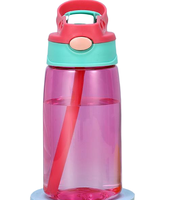 Vaso Reutilizable Transparente de PC de 360 ml (12 oz) para Niños, Taza Portátil con Pajita Abatible y Tapa Antiderrames, Libre de BPA