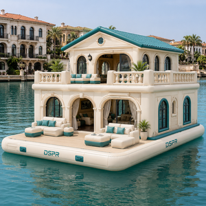 Ensemble de canapés flottants gonflables haut de gamme à deux niveaux avec <span class=keywords><strong>rideau</strong></span> détachable pour services de loisirs haut de gamme en marina - Product Image 1