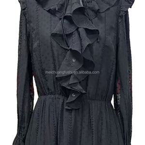 Kadınlar için özel Charlotte fırfırlı elbiseler yüksek boyun çizgisi uzun kollu Maxi elbiseler bayanlar - Product Image 6