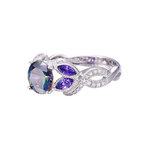 Anello con Gemma Ovale a Goccia Colorata per Donne, Elegante Gioiello da Dito alla Moda - Product Image 3