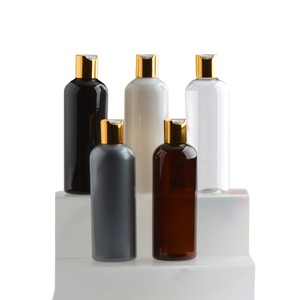 MUESTRA GRATUITA Botella de Plástico Redonda Vacía de 300 ml con Tapa Dorada a Presión, Envases para Champú, Limpieza y Lavado, Botellas de Embalaje con Disco de Aluminio - Product Image 1