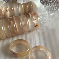 Bague en Agate Fleur de Cerisier Naturelle, Bague en Agate Fleur de Madagascar, Bagues Empilables en Cristal et Pierres Précieuses, Bijoux