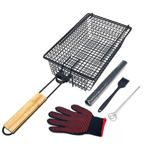 Cesta para Asar de Gran Capacidad con Tapete para Parrilla, Guantes para Barbacoa, <span class=keywords><strong>Pinchos</strong></span> para Asar, Cesta Metálica Antiadherente para Freír en Profundidad para Cocina - Product Image 1