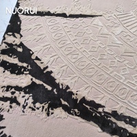 Tapis sophistiqué et complexe sculpté à la main en laine et fibre de bambou de qualité supérieure pour une solution de décoration résidentielle et commerciale de luxe