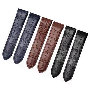 Hot Seller Crocodile <strong>Pattern</strong> Genuine Cowhide Leather Straps Classic Black Brown Watch Bands for Cartier Santo S100 20 <strong>23mm</strong> - Product Image 1
