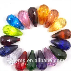 Pendentifs en forme de gouttes d'eau en zircone, pierres à facettes demi-perceuse pour la fabrication de bijoux, décoration synthétique, créatrice en laboratoire, larme, 7 couleurs