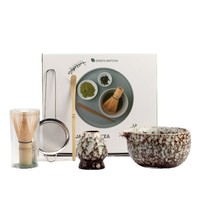 Astief Ensemble de Matcha Japonais Bio avec Fouet en Bambou et Bol à Bec en Céramique Glacée, Coffret Cadeau