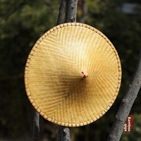Chapeau en bambou, imperméable et anti-UV, tissé à la main, style ancien, pour la danse, accessoires de photographie, chapeau de soleil agricole