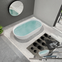 Baignoire autoportante moderne GeMei en résine à surface solide, écologique, avec drain central pour spa, fonction de trempage, pour salle de bain