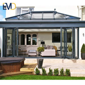 Puerta Plegable Negra de Doble Vidrio para Patio Exterior de Villa, Personalizada de Fábrica y de Alta Calidad - Product Image 2