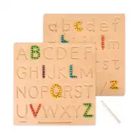 डबल-पक्षीय लकड़ी वर्णमाला अनुरेखण बोर्ड पत्र अनुरेखण बोर्ड पूर्वस्कूली और बच्चा सीखने के लिए