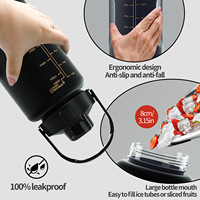Bouteille d'eau à paille unisexe grande capacité avec ventouse pour sports de plein air, ensemble de trois pièces