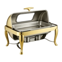 Plats de service de luxe en acier inoxydable pour buffet, chauffe-plats dorés pour la restauration
