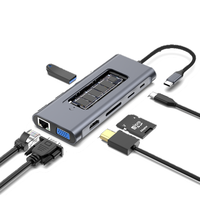 HDTV VGA USB-A 3.2 USB-A, Hub Usb tipe-c RJ45 SD TF M2 11 in 1