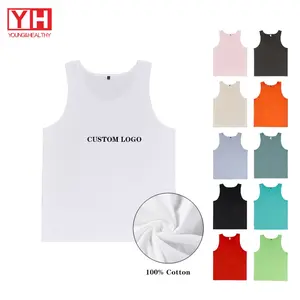 Wholesale Mens Custom Tank Top Singlet 100% Cotton Seamless Undershirt For Men White Muscle Singlet Vest For Men