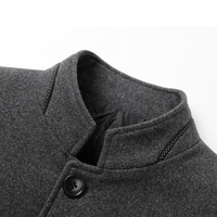 Mode hivernale Veste en laine simple pour hommes Col pour hommes d'âge moyen Veste en laine à charge de père pour hommes
