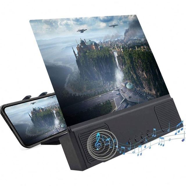 12'' Phone Screen Magnifier with Speaker 3D HD Movies Amplifier Projector