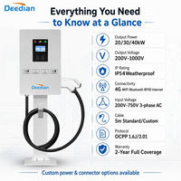 Estación de Carga para Vehículos Eléctricos de Pared de 20KW 30KW 40KW, CCS2 GBT RFID 4G IP54, Cargador Rápido para Vehículos Eléctricos Montado en Pared para Estacionamiento