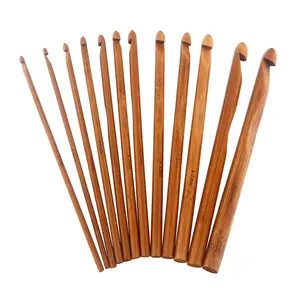 Fabricante al por mayor 12 Uds agujas de tejer de madera aguja de tejer de bambú de un solo punto personalizada