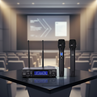 Système de microphone sans fil UHF à main en métal avec deux micros pour les spectacles sur scène, les événements et les systèmes de sonorisation