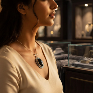 Pendentif vintage en argent 925 et onyx noir pour femme, serti clos, bijou à porter au quotidien - Product Image 3