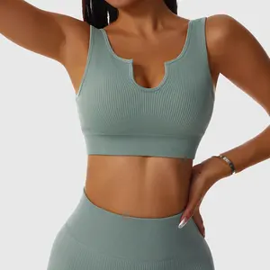 New Arrival Women Sexy U Neck Yoga Tops High Impact Outdoor Seamless Sports Bras