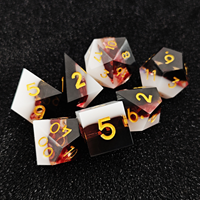 Dés à jouer Feeron Dungeons & Dragons D20 en acrylique, peints à la main, écologiques, 7 pièces, avec des bords tranchants pour un jeu optimal