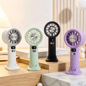 LingPan Portable Handheld Fan With Stand 5-Speed Digital Display USB Rechargeable <b>Battery</b> <b>Operated</b> Desk Fan - Product Image 5
