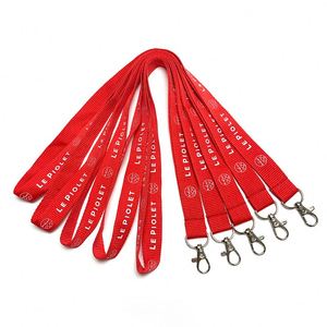 Double Sided Polyester Twill Lanyard Custom Jacquard Ribbon Personalized Logo Red Woven Fabric Lanyard - Product Image 3