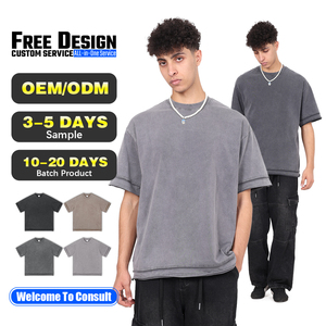 เสื้อยืดโอเวอร์ไซส์คุณภาพสูง ผ้าหนา ฟอกสีแบบฟรีดบาติก สไตล์เรโทรแบรนด์ดัง แฟชั่นแนวสตรีท แขนสั้น - Product Image 1