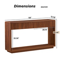 Table console moderne à rainures avec tiroirs, design étroit pour entrée, salon, rangement, panneau de particules + MDF, élégante pour petit espace