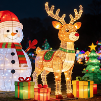 Lanterne de festival LONGTU personnalisée avec rennes LED, résistante aux intempéries, en tissu de soie, pour affichage lumineux de Noël dans les centres commerciaux et les places publiques