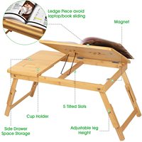 Plateau de Lit en Bambou, Table d'Ordinateur Portable Réglable, Petite Table Pliante en Bois, Bureau d'Appoint pour Canapé