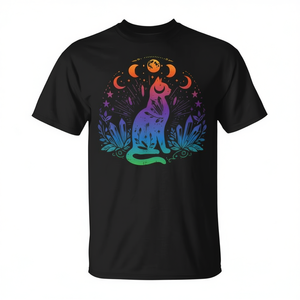 T-shirt arc-en-ciel avec phases de lune pour femmes, vêtements d'alliés LGBTQ pour le mois de la fierté gay - Product Image 2