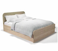 Lit double en bois à coins arrondis de haute qualité et confortable pour dortoir scolaire, universitaire, appartement, auberge, hôtel - À vendre